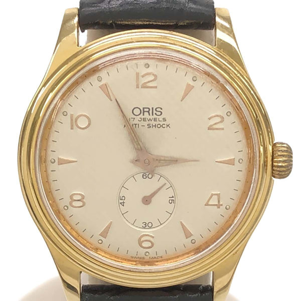 腕時計 ジャンク 稼働 ORIS オリス 7427-26 手巻き メンズ シルバー色文字盤 ベルト尾錠社外品 25k760-1