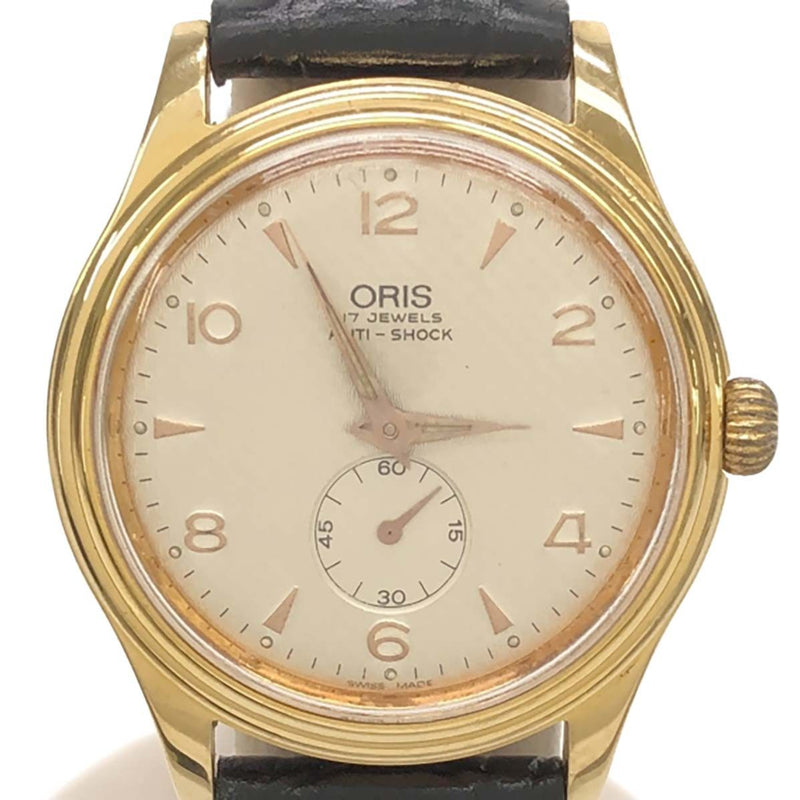 腕時計 ジャンク 稼働 ORIS オリス 7427-26 手巻き メンズ シルバー色文字盤 ベルト尾錠社外品 25k760-1