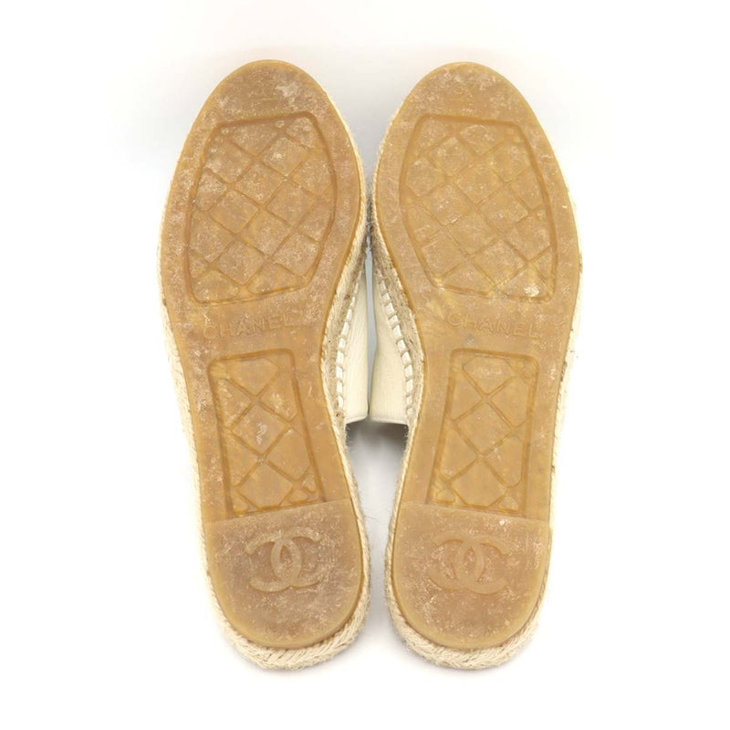 CHANEL シャネル エスパドリーユ サンダル G33553 ココマーク アイボリー/ブラック サイズ37 23.5cm H18978