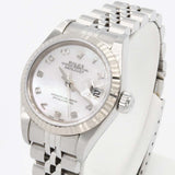 稼働 腕時計 ROLEX ロレックス OYSTER PERPETUAL DATEJUST 79174 F番 AT デイト シェル文字盤 ホワイトゴールド H17390