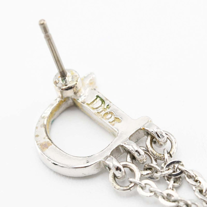 Christian Dior クリスチャンディオール ピアス ロゴ ラインストーン 重量約4.8g シルバーカラー レディース アクセサリー H2679