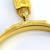 エルメス ケリー バングル クシュベル 推定 レザー Hロゴ カデナ レザー ブルー ゴールド色金具 HERMES ブレス H1136