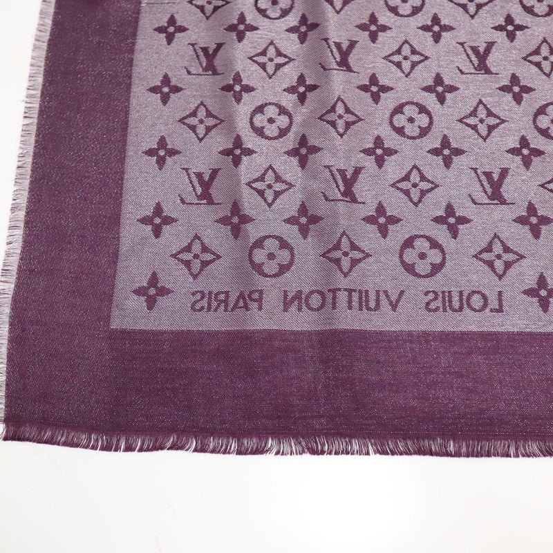 LOUIS VUITTON ルイ・ヴィトン 大判 ストール 410460 140cm モノグラム シャイン パープル ショール yo1211