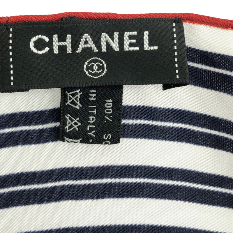 美品 CHANEL シャネル 大判 スカーフ ココマーク シルク100 ネイビー マルチカラー 箱有 H11524