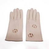 HERMES エルメス レザーグローブ ピンクベージュ ラムスキン Hロゴ 7 1/2 レディース 箱 H22364
