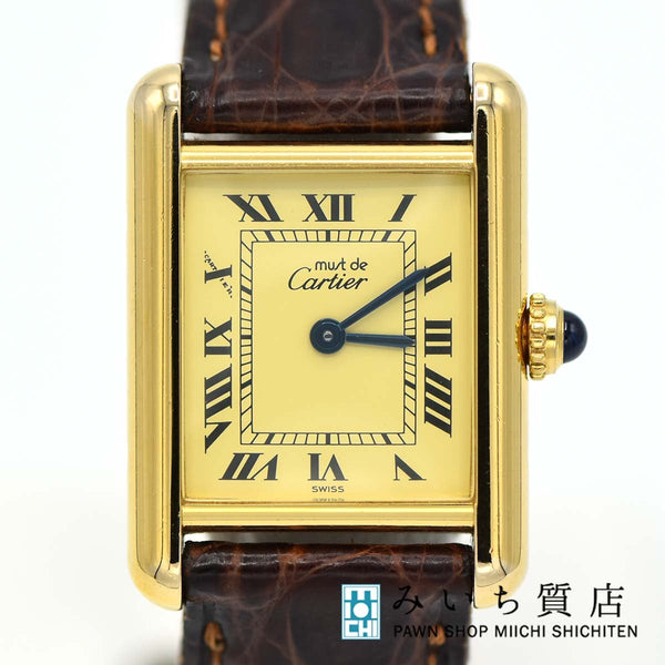 腕時計 稼働 カルティエ Cartier マストタンク ヴェルメイユ レザーバンド 1613 クォーツ 2024.10電池交換済 168