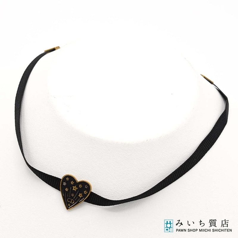 Christian Dior クリスチャンディオール ハート チョーカー ネックレス ブラック×ゴールドカラー アクセサリー レディース H9347