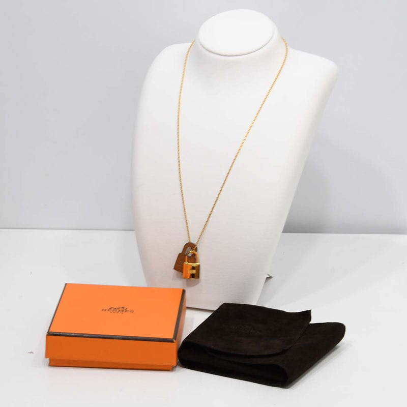 HERMES エルメス ネックレス オーケリー カデナ ブラウン ゴールドカラー D刻印 約6.6g アクセサリー 箱袋 H20073