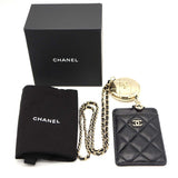 CHANEL シャネル カードケース パスケース マトラッセ ネックストラップ ブラック系 箱有 M3757