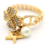 Christian Dior ディオール リング 指輪 D-clover クローバー スター レジンパール Lサイズ 約13.5号 アクセサリー 箱有 H17451