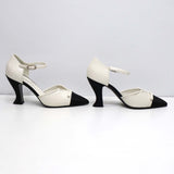 CHANEL シャネル ヒール パンプス G33888 37 23.5cm ホワイト ブラック レディース 箱有 H4044