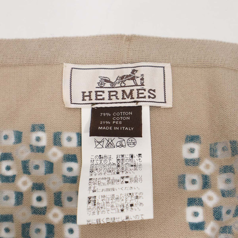 HERMES エルメス スヌード コットン79％ ポリエステル21％ 総柄 ベージュ×グリーンカラー 服飾小物 164