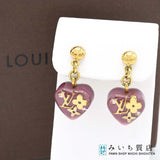 LOUIS VUITTON ルイヴィトン  LV ピアス M66082 アンクルージョン ピンクパープル ハート アクセサリー 箱有 25k803-1