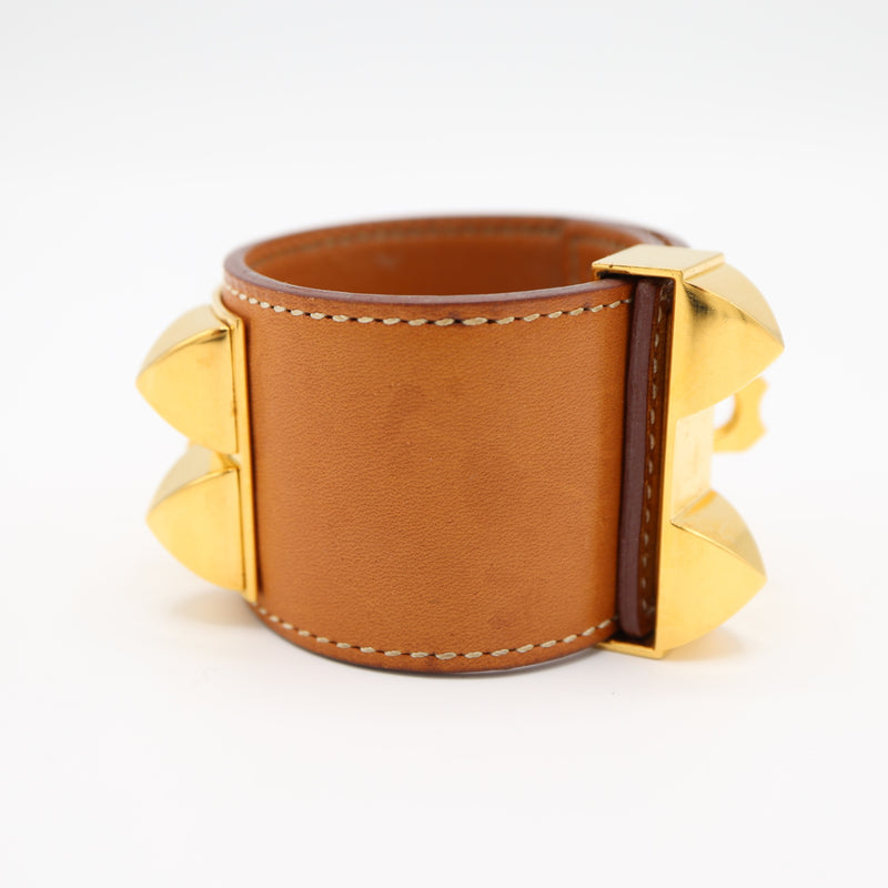 HERMES エルメス コリエドシアン ブレスレット □R刻 ゴールドカラー ブラウンカラー 箱有 k1302