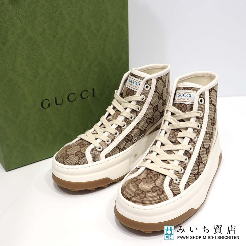 未使用 GUCCI グッチ GGキャンバス ハイカット スニーカー サイズ36 1/2 23.5cm レディース 箱あり 25k835-1