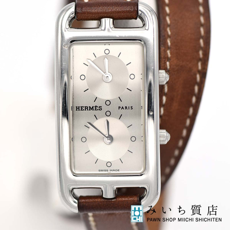 腕時計 稼働 エルメス HERMES CC3.210 ケープコッド ドゥゾーン □F刻印 ブラウン 2024.6電池交換済 M1331