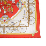 HERMES エルメス スカーフ カレ70 LES BECANES 自動転 モチーフ 服飾小物 シルク100％ 赤 H21499