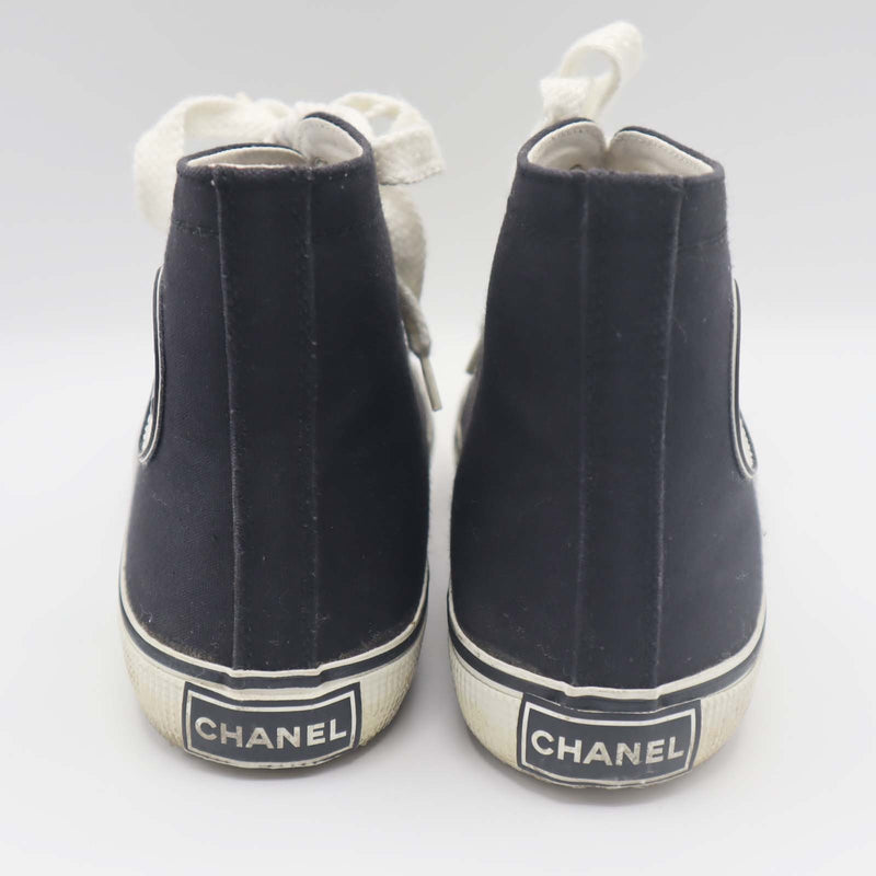 CHANEL シャネル ハイカットスニーカー 37 約23.5cm キャンバス ココマーク 靴 レディース H19647