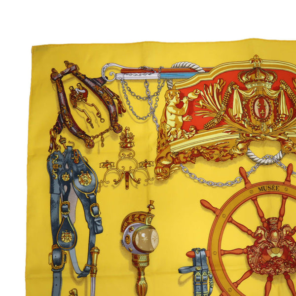 HERMES エルメス スカーフ カレ70 MUSEE 博物館 コットン100％ イエロー 服飾小物 H18947-3