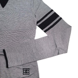 CHANEL シャネル 長袖 カットソー P29247V19763 グレー×ブラック サイズ38 Mサイズ 約9号 レディース H22194