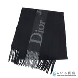 Christian Dior ディオール マフラー ロゴ ライン ブラック 黒 メリノウール/カシミヤ 服飾小物 H23350