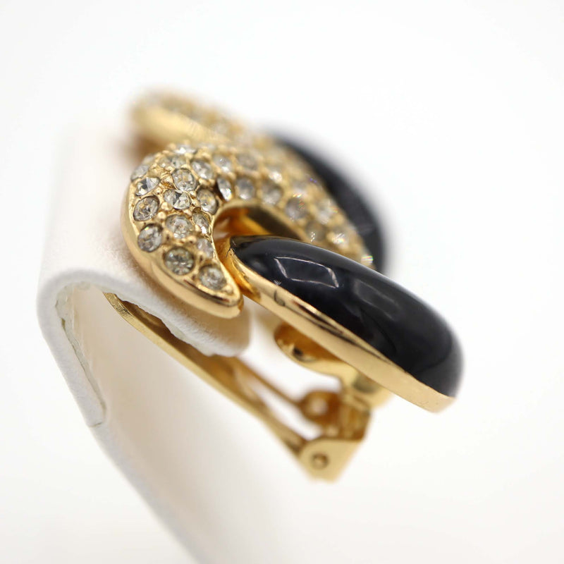 Christian Dior ディオール イヤリング ラインストーン 黒石 レディース アクセサリー H1746