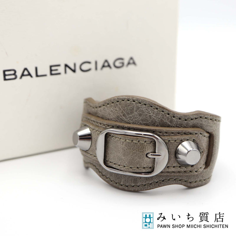BALENCIAGA バレンシアガ ブレスレット ジャイアント レザー グレー系 バングル アクセサリー  箱 袋 H4964