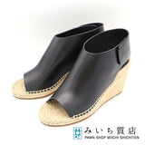 未使用品 CELINE セリーヌ エスパドリーユ ウェッジソール サンダル ブラック レザー サイズ37 24㎝ H18959