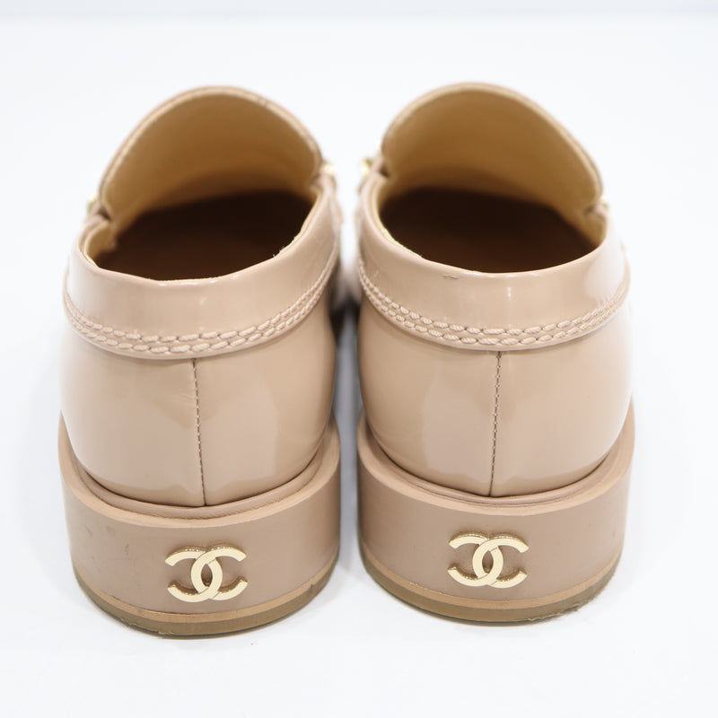 CHANEL シャネル G37430 ローファー ロゴ 36サイズ エナメルベージュ