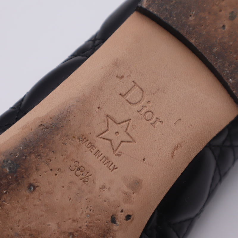 Christian Dior ディオール バレエシューズ パンプス 38 1/2 約25.5cm カナージュ リボン ブラック 箱有 H19575