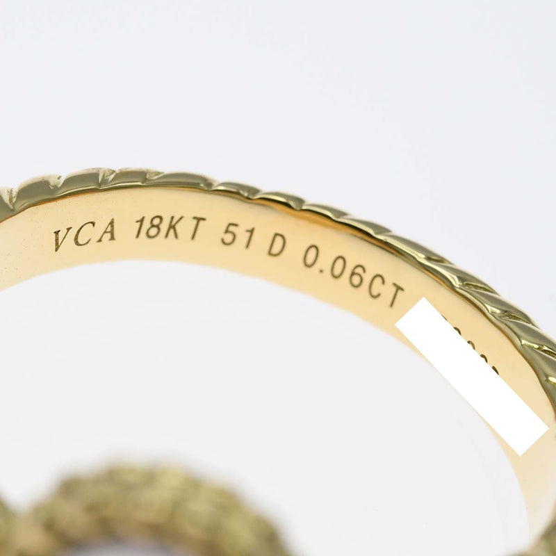 仕上済 VanCleef&Arpels ヴァンクリーフ&アーペル リング 指輪 ヴィンテージ アルハンブラ ダイヤ シェル #51 18KT D0.06 約10.5号 7.8g H17079