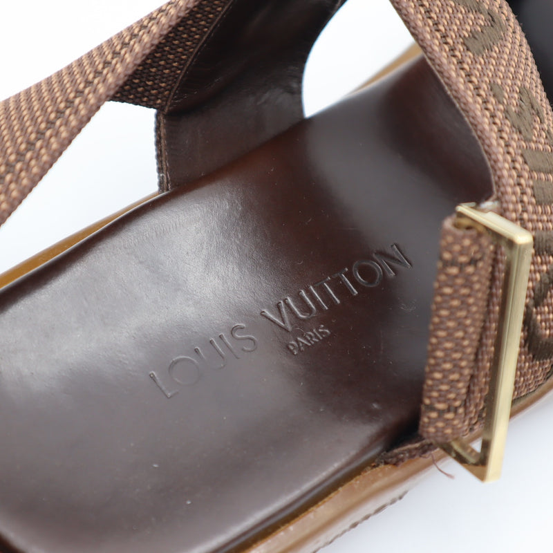 LOUIS VUITTON ルイヴィトン LV MA0031 サンダル ラバーソール 38 1/2 ブラウン系 箱有 yo875