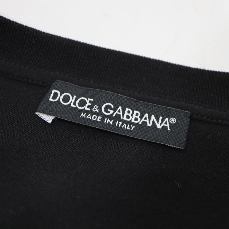 DOLCE&GABBANA ドルチェ&ガッバーナ ドルガバ スパンコール バラ 薔薇 半袖 Tシャツ レディース サイズ40 ブラック 25k167-77