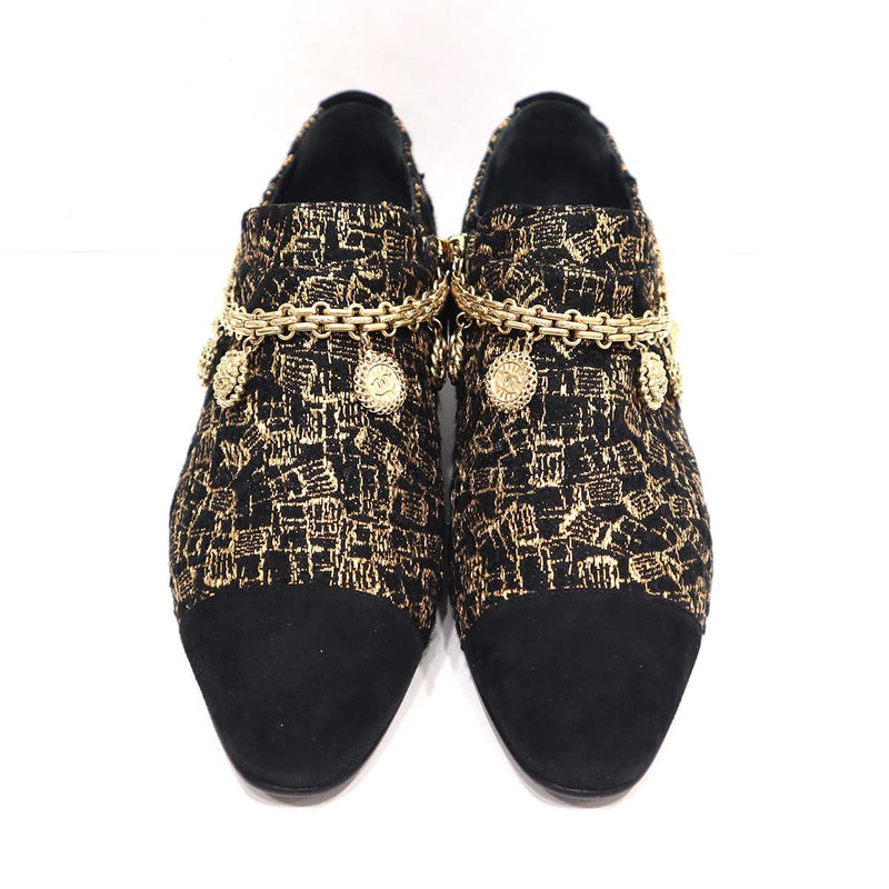 CHANEL シャネル ショートブーツ ツイード スエード G36189 チェーン