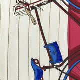 HERMES エルメス カレ90 スカーフ LES BECANES 自転車 シルク100 白 青 M2336-2