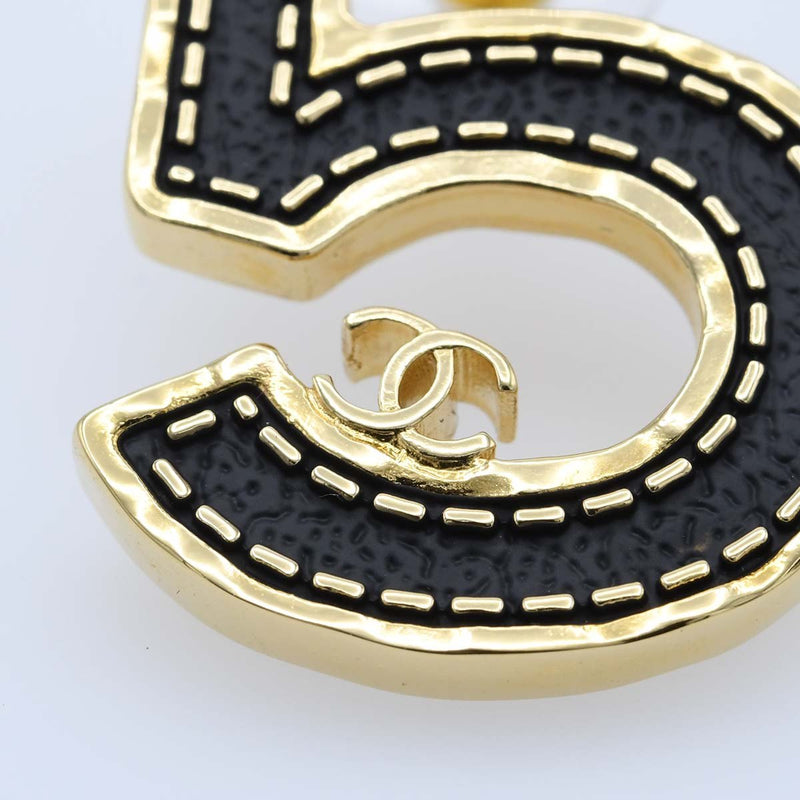 CHANEL シャネル ピアス No.5 ナンバーファイブ B23S ココマーク 黒/ゴールドカラー 箱あり 25k628-1