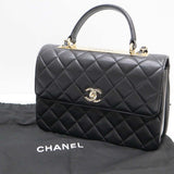 CHANEL シャネル トレンディCC ラムスキン 2WAY ハンドバッグ マトラッセ ショルダーバッグ ブラック 袋あり H14874