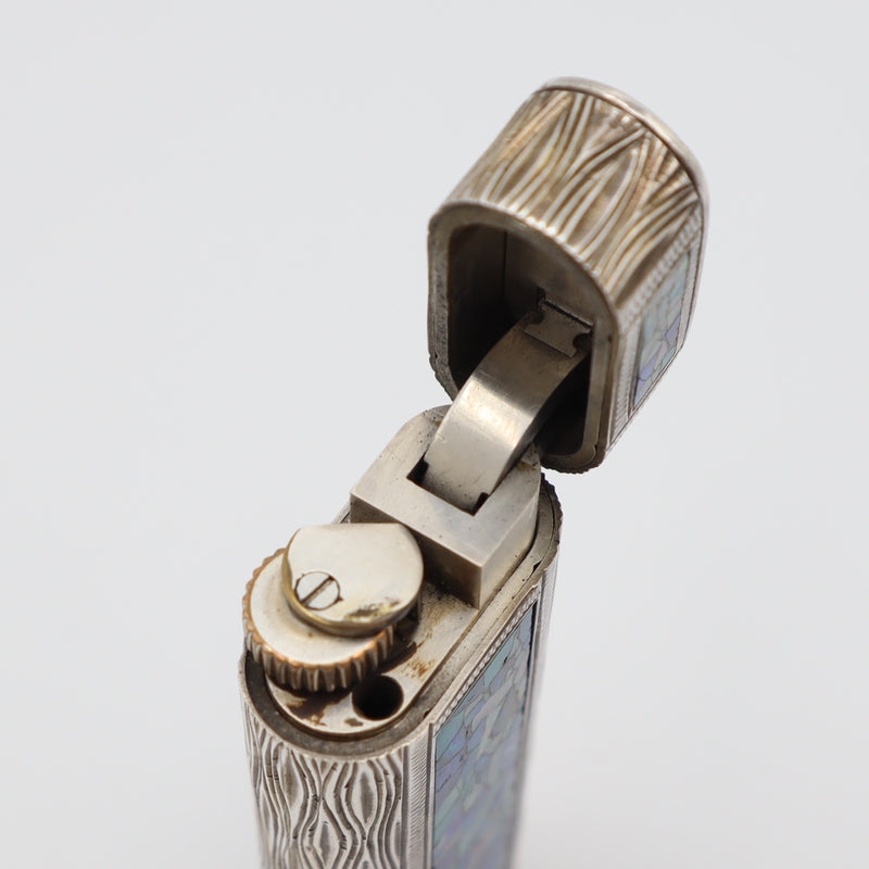 Cartier カルティエ ガスライター モザイクオパール シルバーカラー ローラー式 喫煙具 着火未確認 M619-3