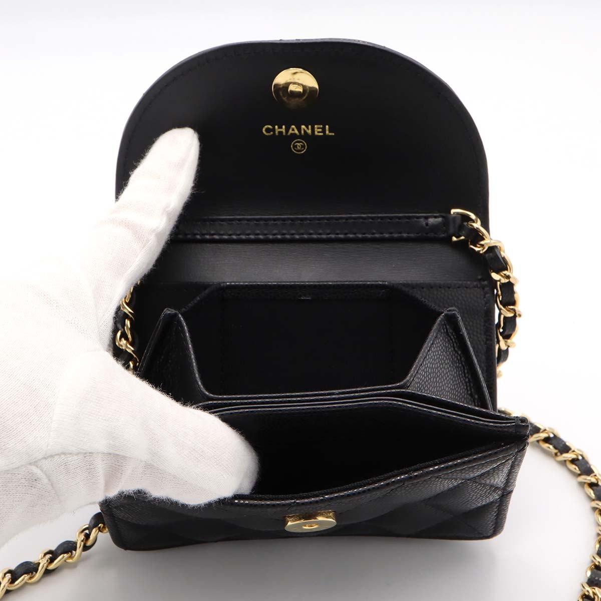 【CHANEL】マトラッセ チェーンウォレット キャビアスキン ミニ CHANEL シャネル ミニ チェーンウォレット マトラッセ ココマーク 星