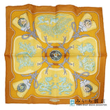 HERMES エルメス カレ45 TSUBAS 鍔 オレンジ シルク100％ 服飾小物 箱 ok1826