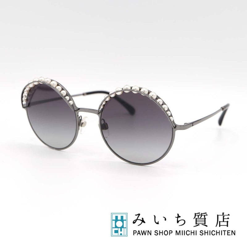 CHANEL シャネル フェイクパール サングラス 4234-H c.108/56 CC ココマーク ラウンドフレーム ケース付 度なし H19284