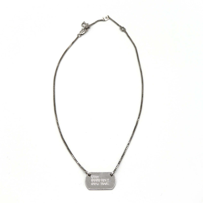 Christian Dior ディオール ネックレス プレート ドッグタグ シルバーカラー 約9.5g アクセサリー H1685