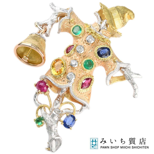 CAZZANIGA カッツァニーガ ブローチ 750 マルチ 22.16g ジュエリー アクセサリー H13039