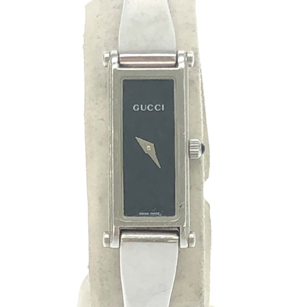 腕時計 稼働 GUCCI グッチ 1500L クォーツ バングルウォッチ ブラック色文字盤  2025.6電池交換済 yo401