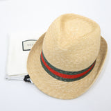 未使用 GUCCI グッチ 434760 ストロー ハット 麦わら帽子 L 58 ベージュ メンズ 保管袋 26k524-2