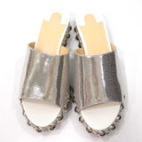 未使用 Christian Louboutin クリスチャンルブタン サンダル 37 23.5cm 1180497 ウェッジソール シルバー 箱袋有 H8529