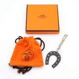 HERMES エルメス バッグチャーム 馬蹄 レザー シルバー 925 オレンジ ブラック アクセサリー 箱有 H18850