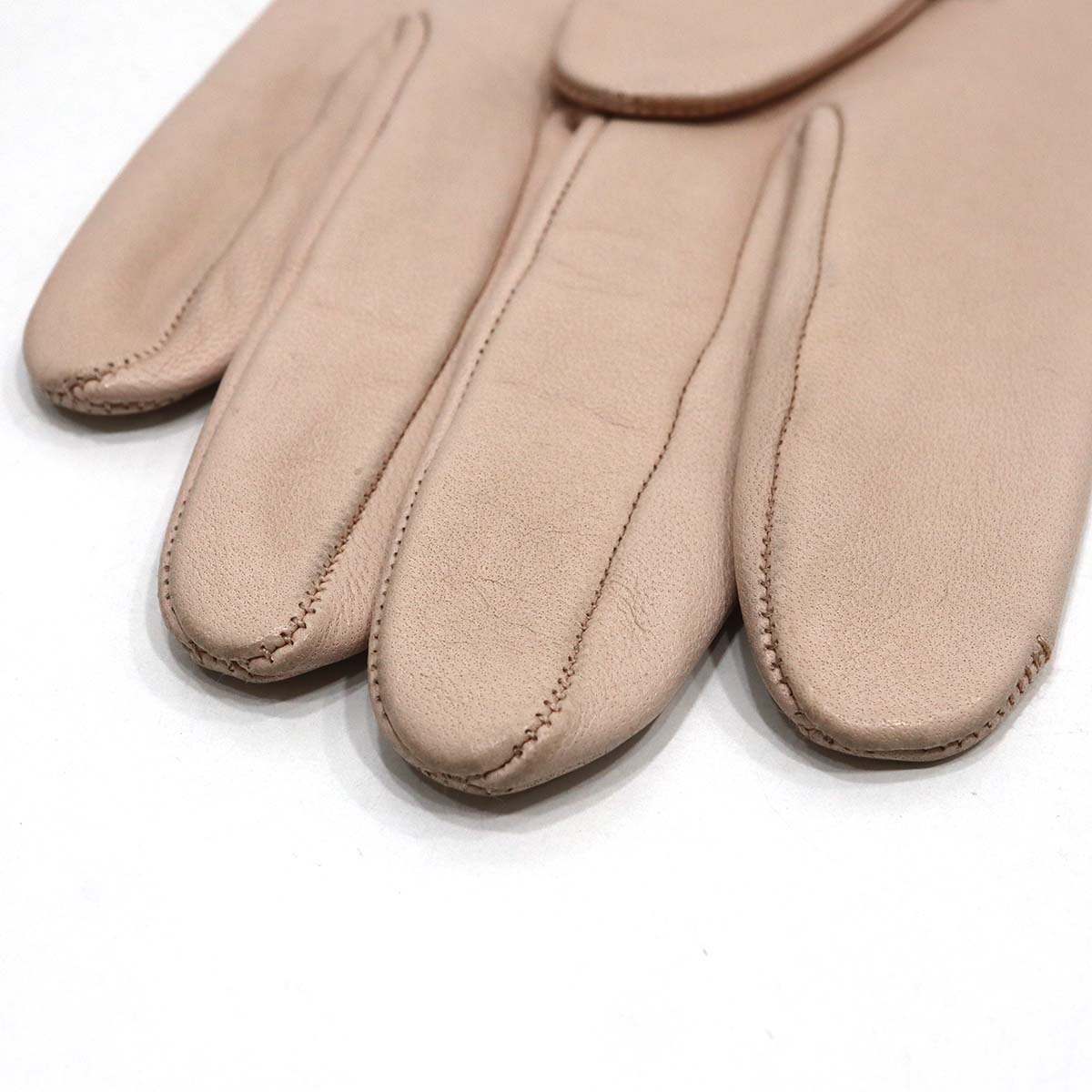 HERMES エルメス レザーグローブ ピンクベージュ ラムスキン Hロゴ 7 1