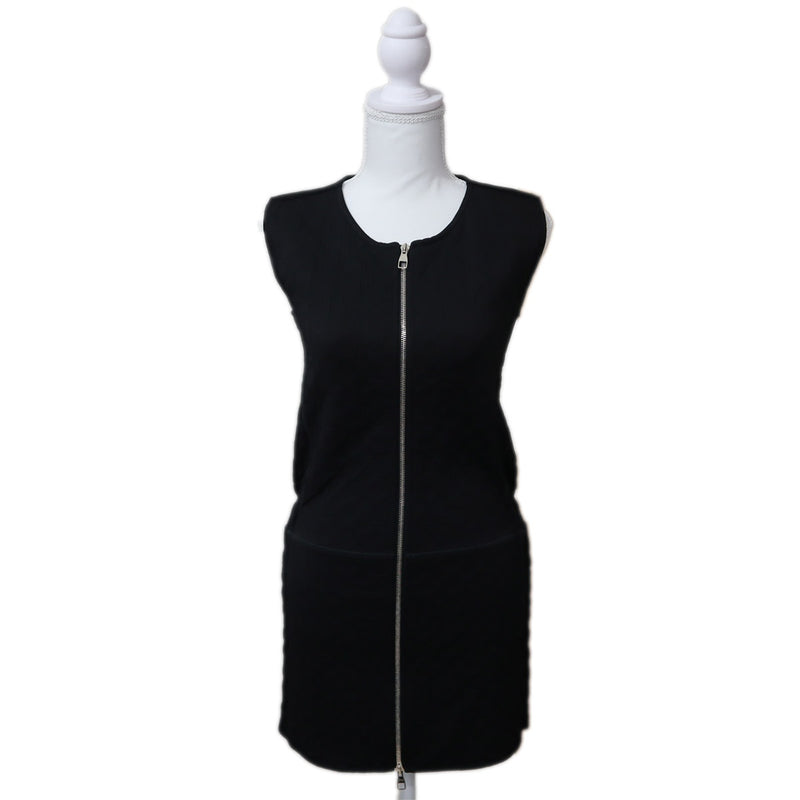 LOUIS VUITTON ルイヴィトン LV ジャガードモノグラム ナイロン ジップ ワンピース XSサイズ ブラック レディース H20903