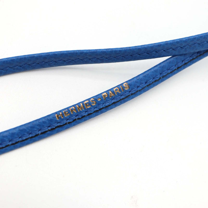 HERMES エルメス ホイッスル ネックレス レザー ストラップ ブルー アクセサリー M4234